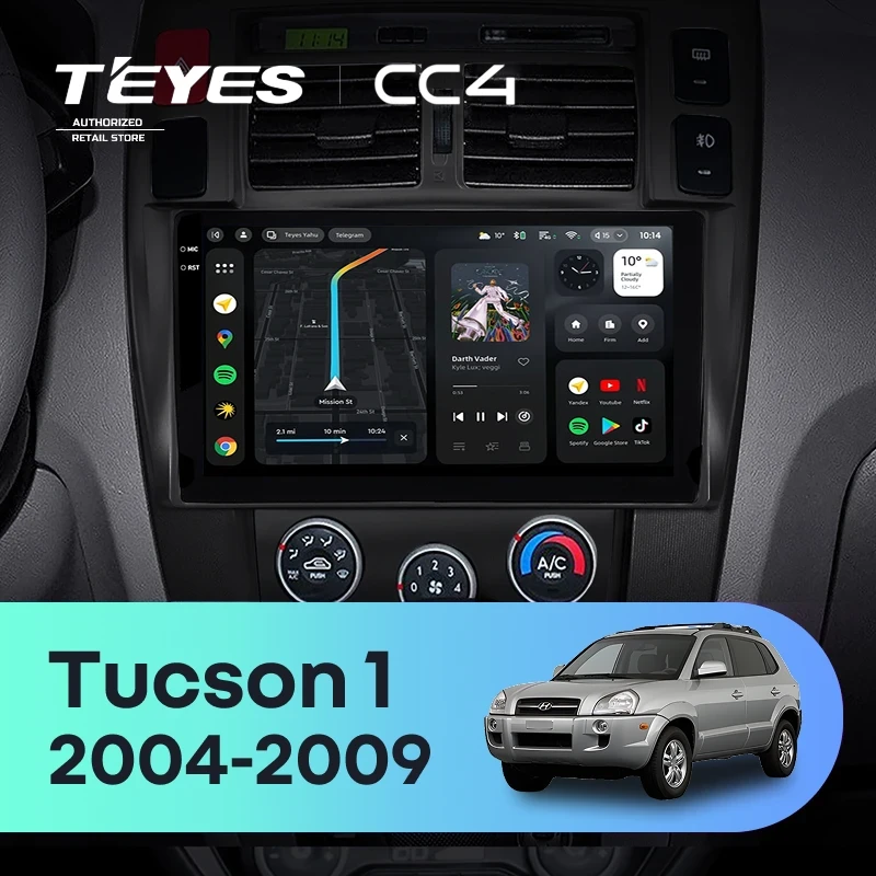 Штатная магнитола Teyes CC4 6/64 Hyundai Tucson 1 (2004-2009) F2