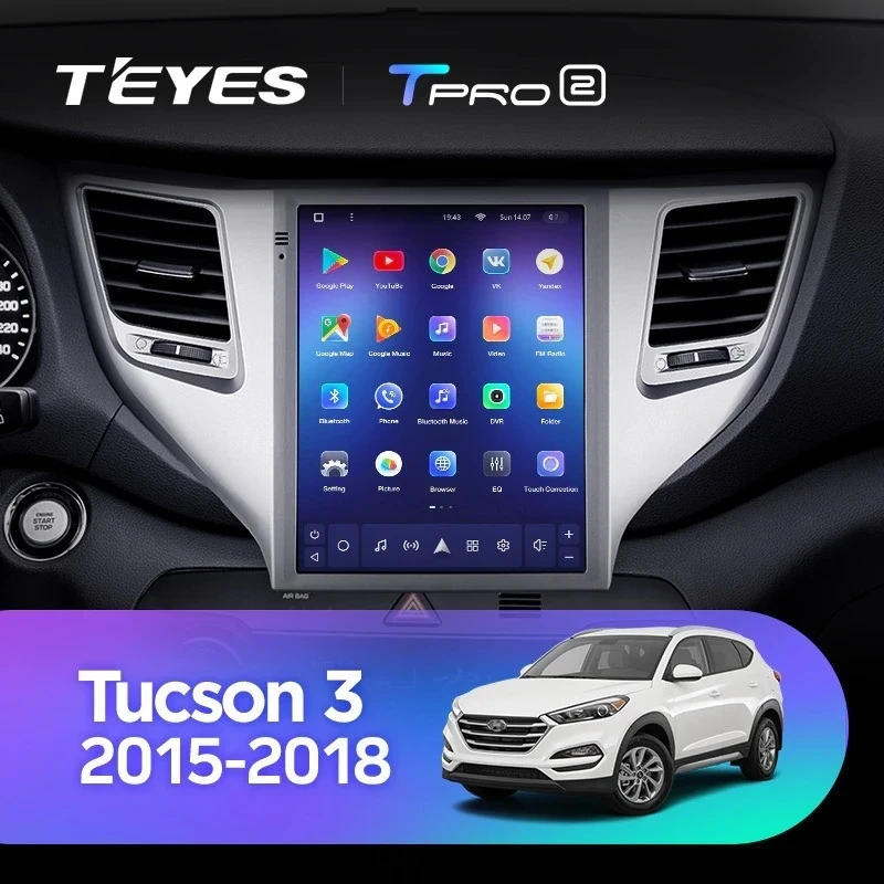 Штатная магнитола Tesla style Teyes TPRO 2 6/128 Hyundai Tucson 3 (2015-2018) Тип-A
