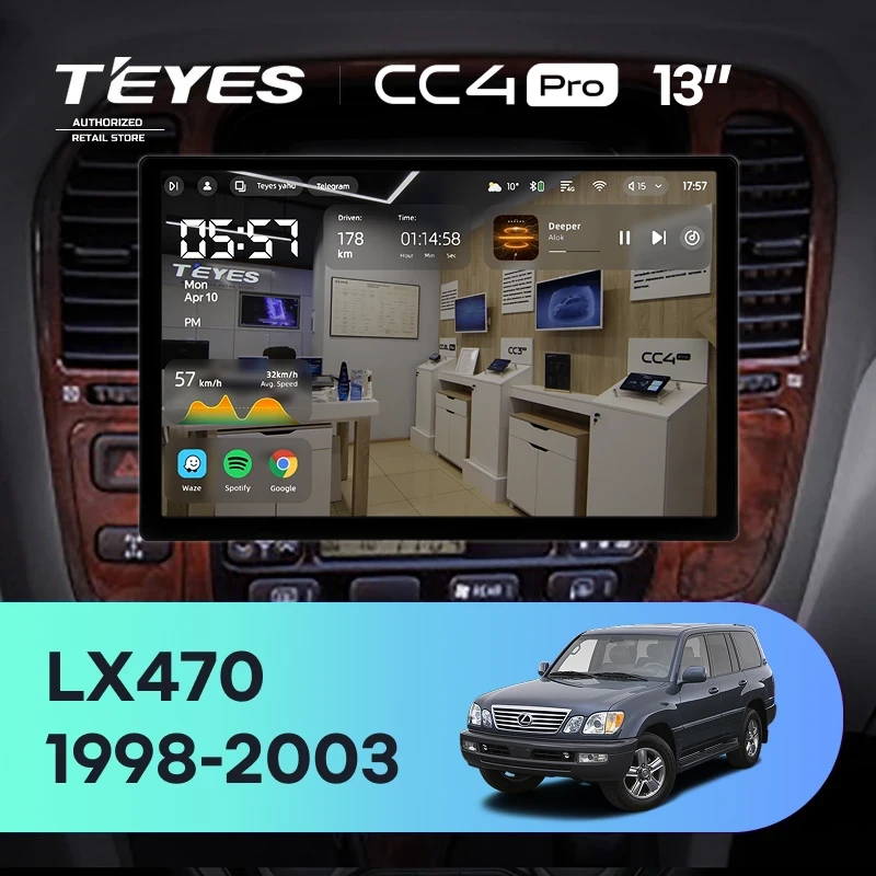 Штатная магнитола Teyes CC4 Pro 12/256 Lexus LX470 J100 (1998-2003) F2 (13")