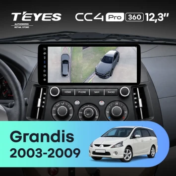Штатная магнитола Teyes CC4 Pro 12.3" 360 12/256 Mitsubishi Grandis 1 (2003-2009) (авто с кондиционером)