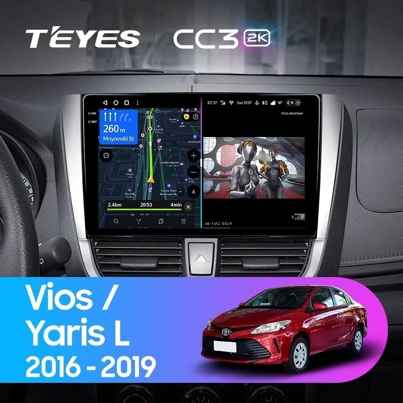 Штатная магнитола Teyes CC3 2K 4/32 Toyota Yaris L (2016-2019)