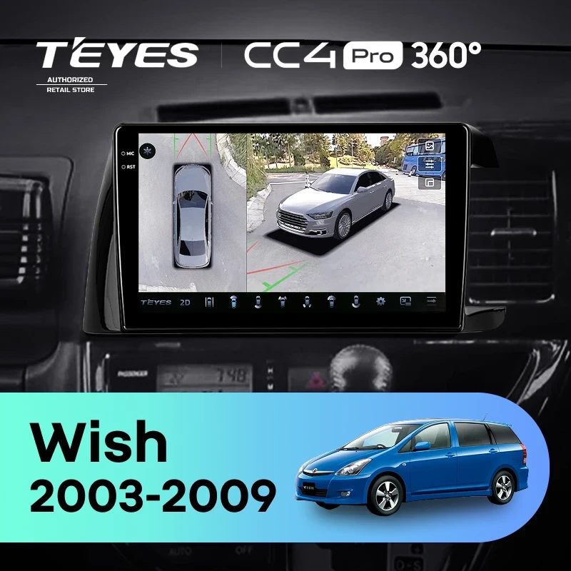 Штатная магнитола Teyes CC4 Pro 360 12/256 Toyota Wish (2003-2009) F1 Правый руль