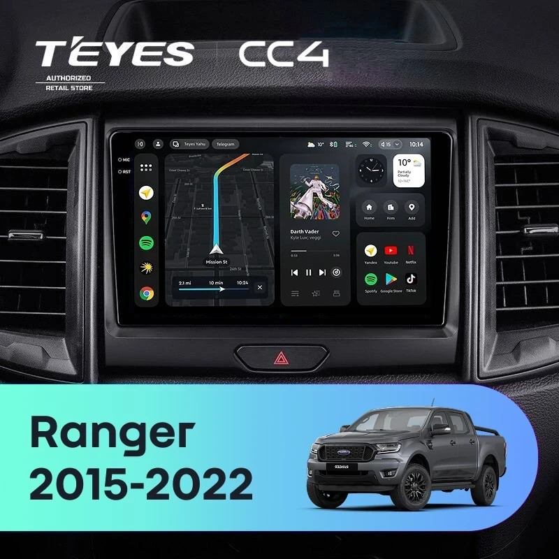 Штатная магнитола Teyes CC4 6/64 Ford Ranger P703 (2015-2022) Тип-C