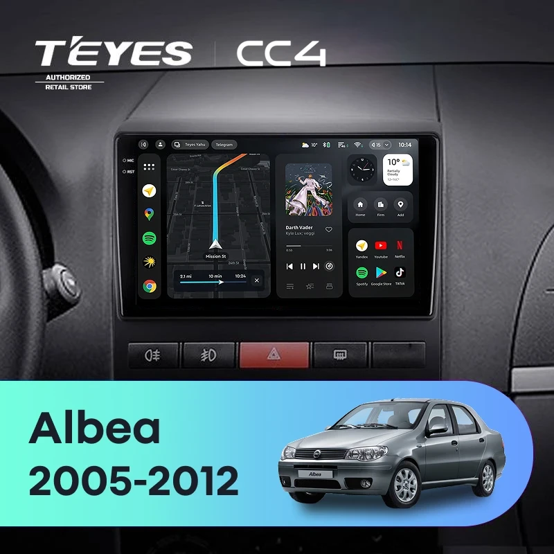 Штатная магнитола Teyes CC4 8/128 Fiat Albea (2005-2012)