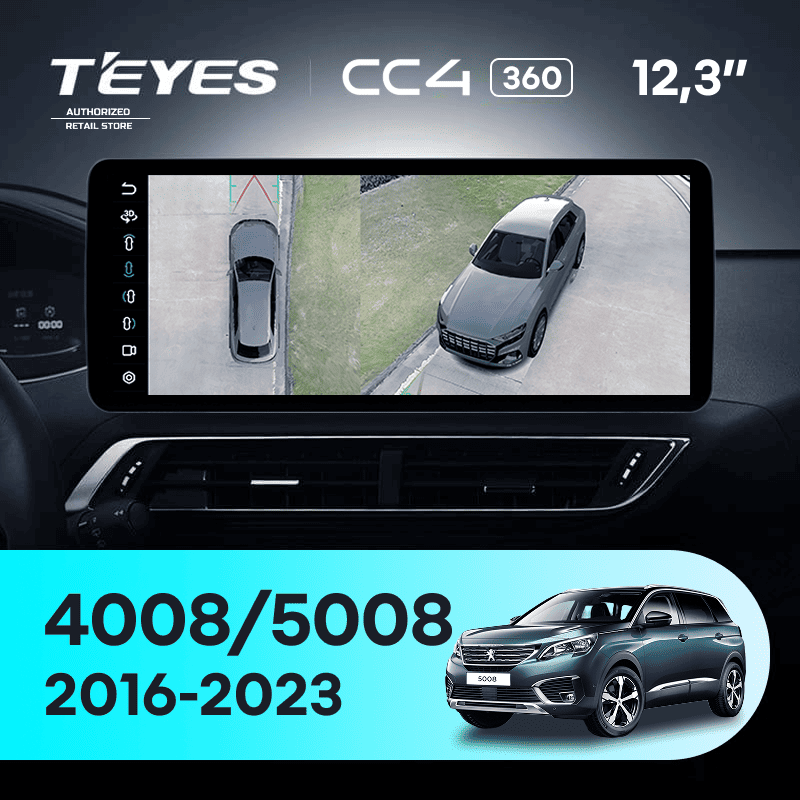 Штатная магнитола Teyes CC4 12.3" 360 8/128 Peugeot 4008 (2016-2023)