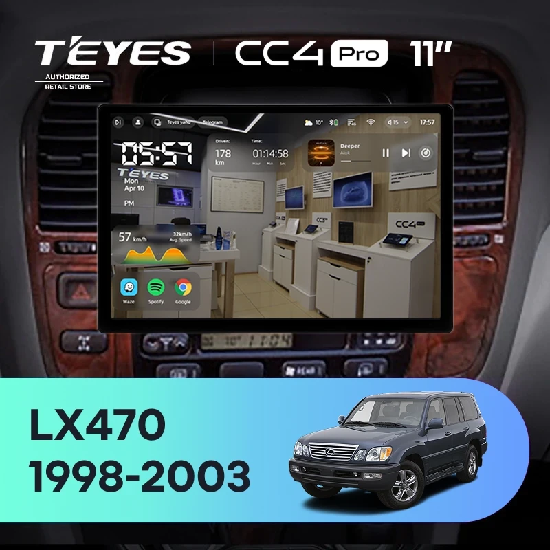 Штатная магнитола Teyes CC4 Pro 8/128 Lexus LX470 J100 (1998-2003) F2 (11")
