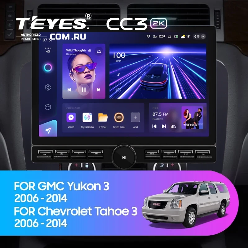 Штатная магнитола Teyes CC3 2K 6/128 Chevrolet Tahoe (2006-2014) (13" с кнопками) (Черная)