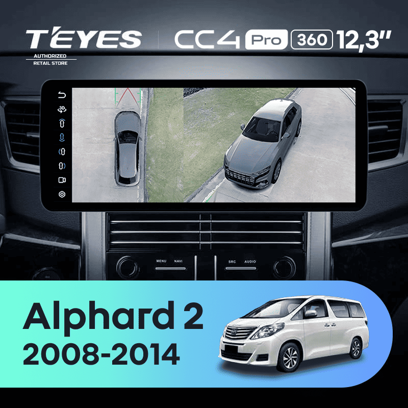 Штатная магнитола Teyes CC4 Pro 12.3" 360 8/128 Toyota Alphard 2 H20 (2008-2014) Тип-B