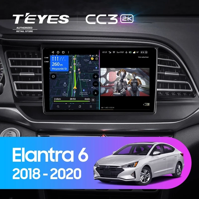 Штатная магнитола Teyes CC3 2K 360 6/128 Hyundai Elantra 6 (2018-2020) Тип-B