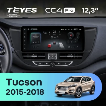 Штатная магнитола Teyes CC4 Pro 12.3" 12/256 Hyundai Tucson 3 (2015-2018) Тип-A