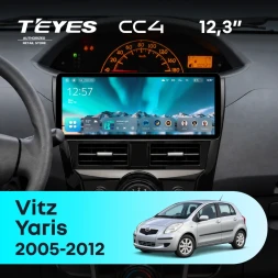 Штатная магнитола Teyes CC4 12.3" 6/64 Toyota Yaris 2 XP90 (2005-2012) (черный глянец)