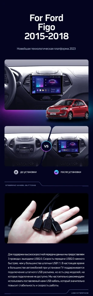 Штатная магнитола Teyes CC3 2K 4/64 Ford Figo (2015-2018)