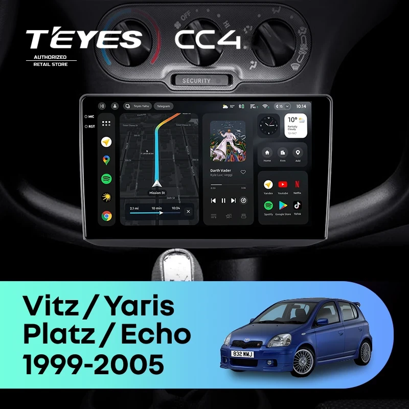 Штатная магнитола Teyes CC4 6/64 Toyota Yaris (1999-2005) F1