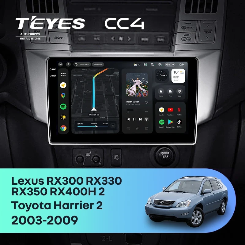 Штатная магнитола Teyes CC4 8/128 Toyota Harrier (2003-2009) F1