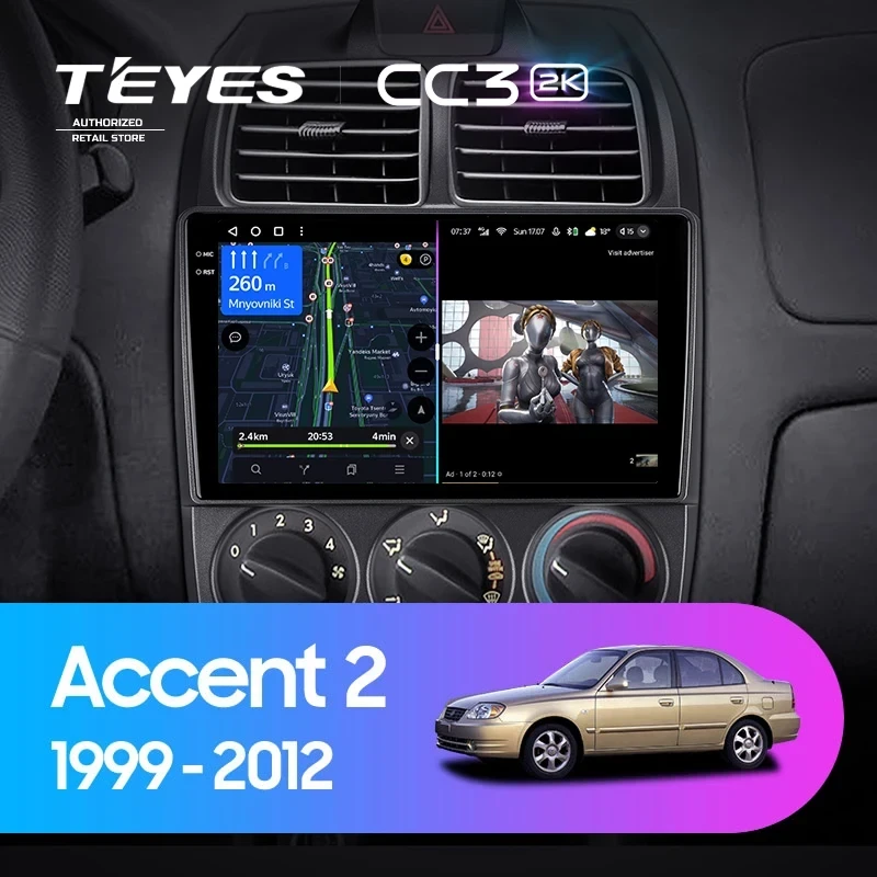 Штатная магнитола Teyes CC3 2K 360 6/128 Hyundai Accent II LC2 (1999-2012) F1