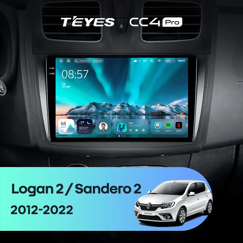 Штатная магнитола Teyes CC4 Pro 12/256 Renault Sandero 2 (2013-2022) F2