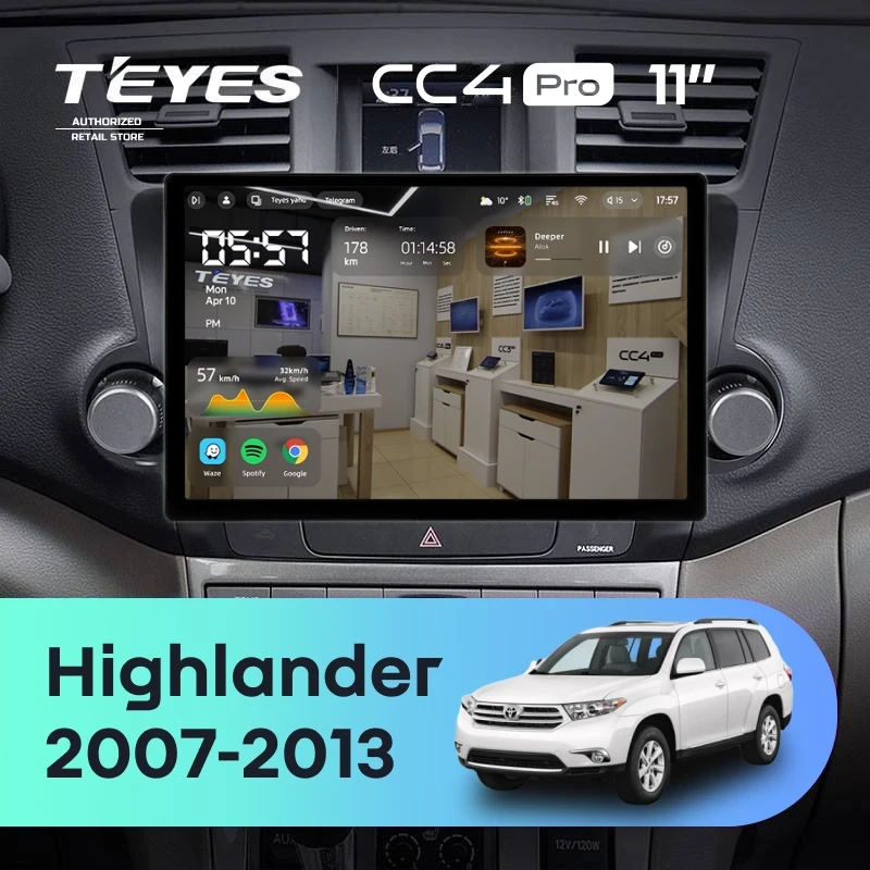 Штатная магнитола Teyes CC4 Pro 12/256 Toyota Highlander 2 XU40 (2007-2013) F1 (11")
