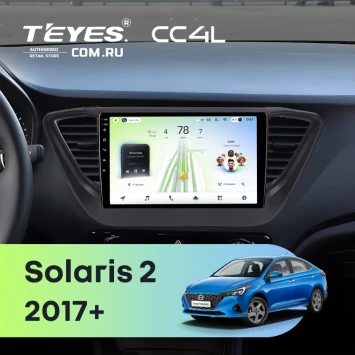 Штатная магнитола Teyes CC4L 4/64 Hyundai Solaris 2 (2017-2020) F2 (черный матовый) Тип-B