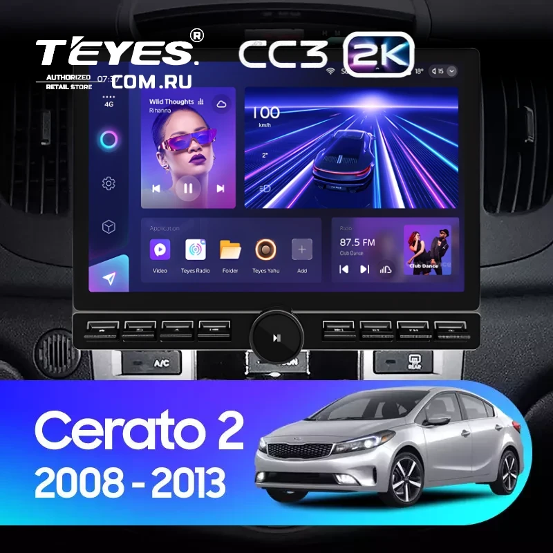 Штатная магнитола Teyes CC3 2K 6/128 Kia Cerato 2 TD (2008-2013) F2 (13" с кнопками)