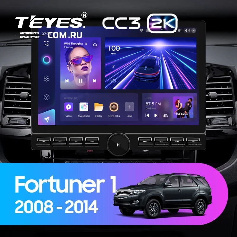 Штатная магнитола Teyes CC3 2K 6/128 Toyota Fortuner (2008-2014) F1 (13" с кнопками)