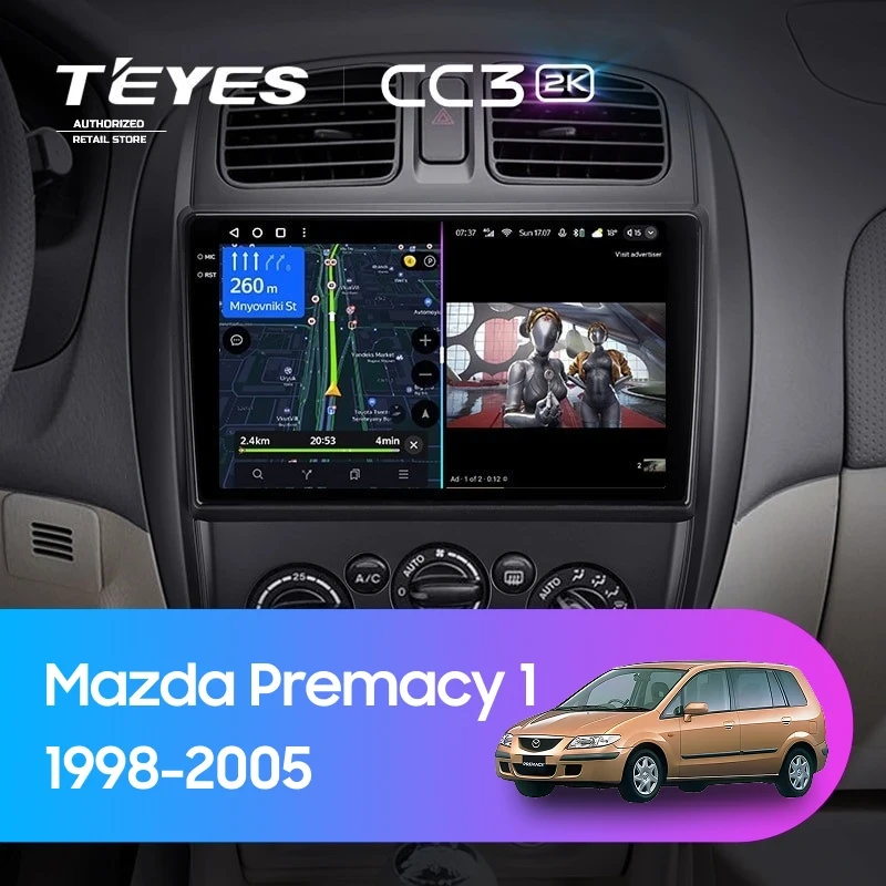 Штатная магнитола Teyes CC3 2K 360 6/128 Mazda Premacy 1 (1999-2005)