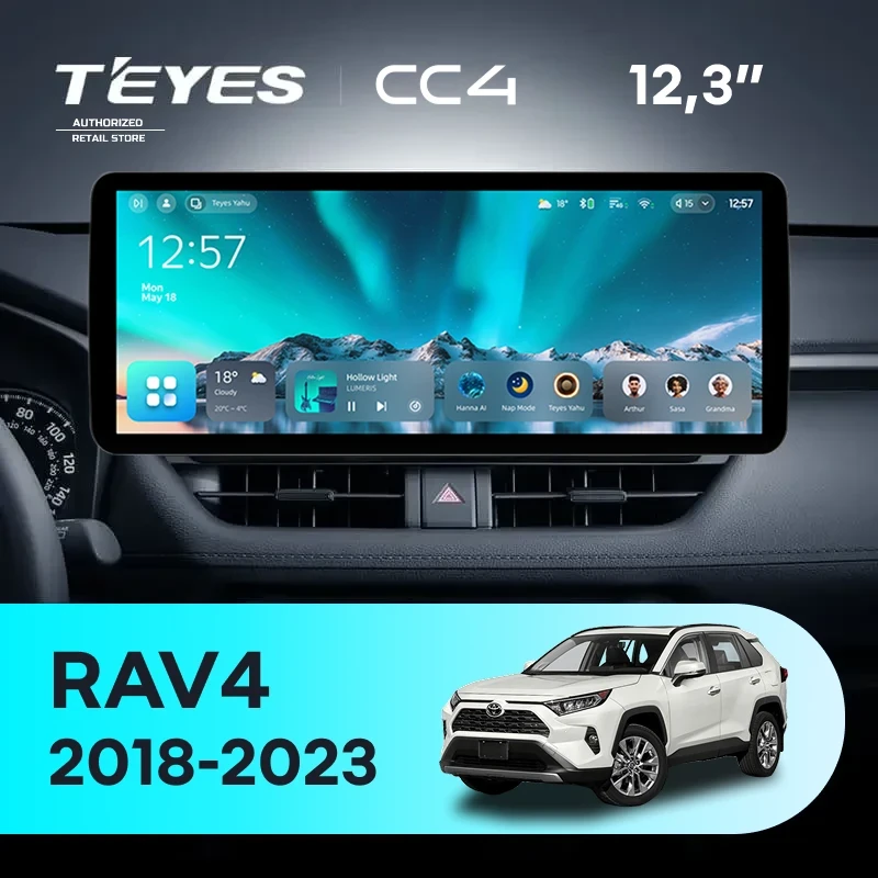 Штатная магнитола Teyes CC4 12.3" 8/128 Toyota RAV4 5 XA50 (2018-2026)