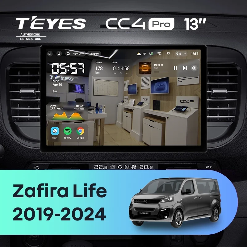 Штатная магнитола Teyes CC4 Pro 12/256 Opel Zafira Life (2019-2024) (13")