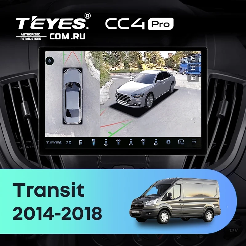 Штатная магнитола Teyes CC4 Pro 360 12/256 Ford Transit Van L3H2 (2014-2018) (13")