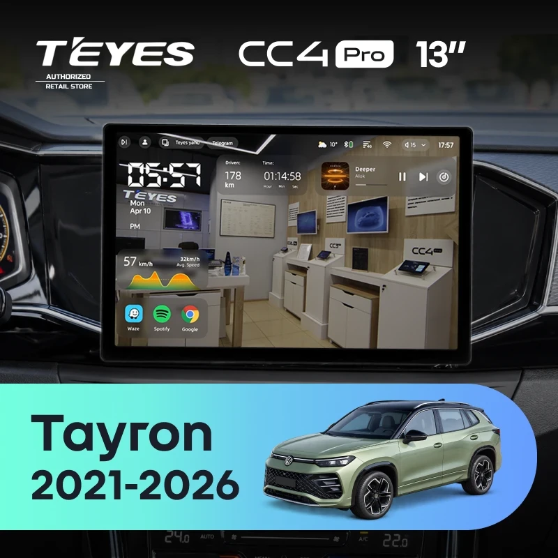 Штатная магнитола Teyes CC4 Pro 12/256 Volkswagen Tayron (2021-2026) (13")
