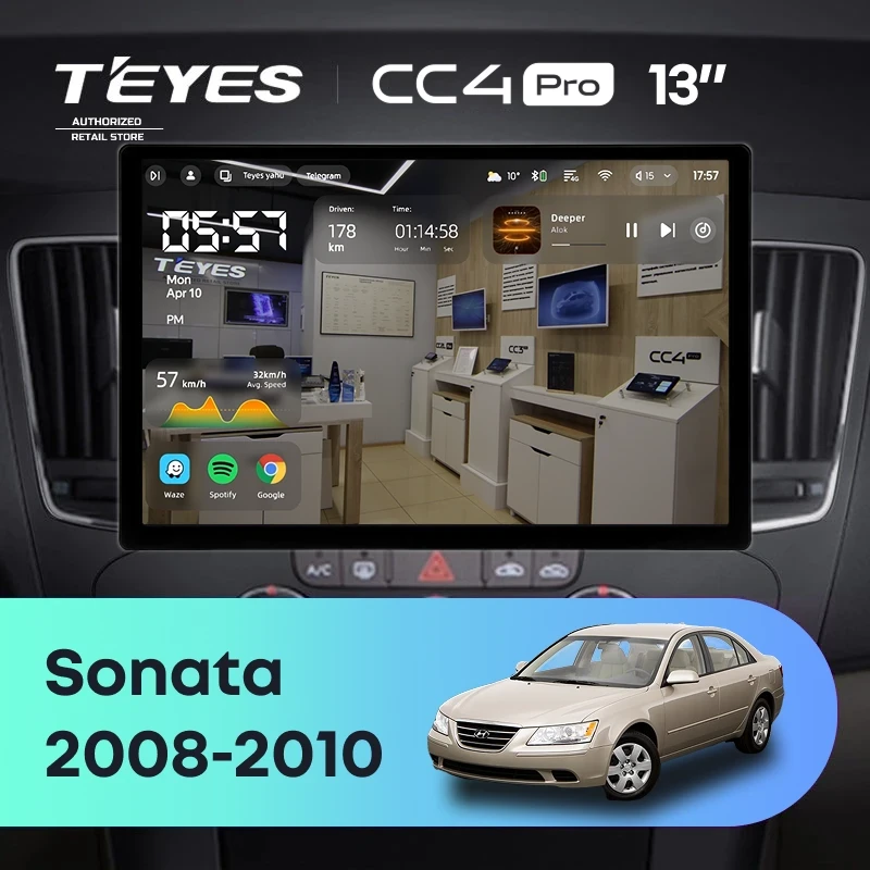 Штатная магнитола Teyes CC4 Pro 8/128 Hyundai Sonata NF (2008-2010) F2 (13")