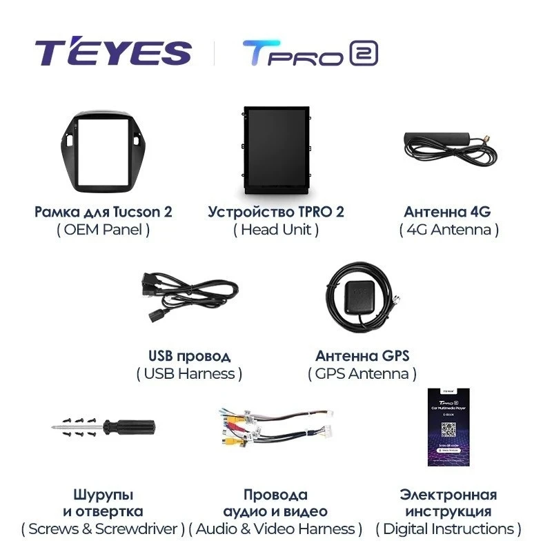 Штатная магнитола Tesla style Teyes TPRO 2 4/64 Hyundai IX35 (2009-2015) F2 Тип-C