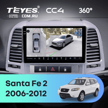 Штатная магнитола Teyes CC4 360 6/64 Hyundai Santa Fe 2 (2006-2012) (Серебро)