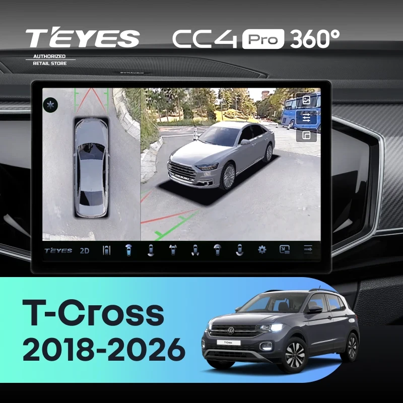 Штатная магнитола Teyes CC4 Pro 360 8/128 Volkswagen T-Cross (2018-2026) China (13")