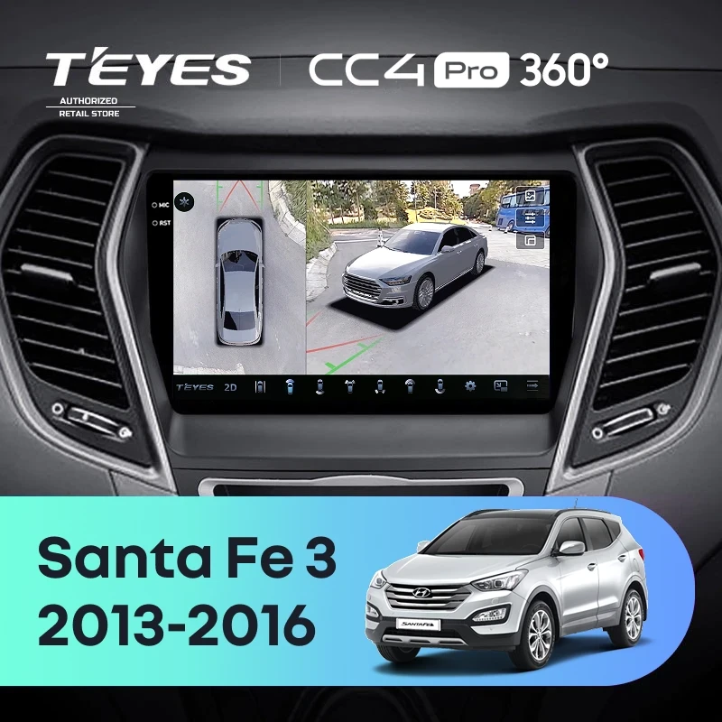 Штатная магнитола Teyes CC4 Pro 360 8/128 Hyundai Santa Fe 3 (2013-2016) Тип-B