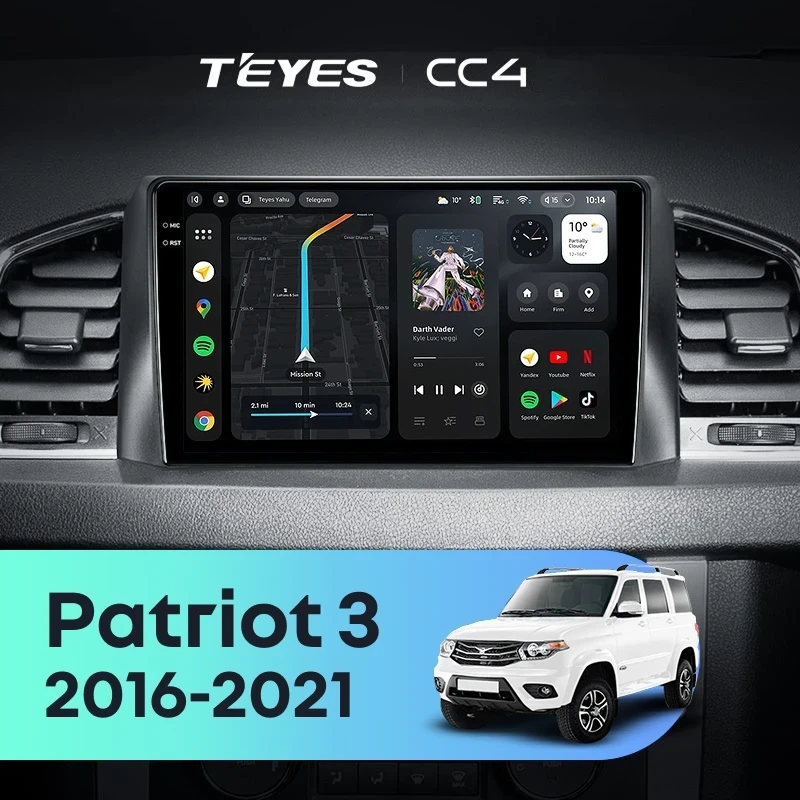 Штатная магнитола Teyes CC4 8/128 UAZ Patriot 3 (2016-2021) F1