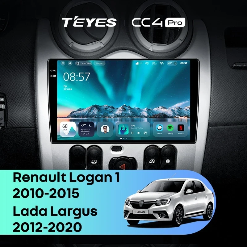 Штатная магнитола Teyes CC4 Pro 8/128 Renault Logan 1 (2010-2015)