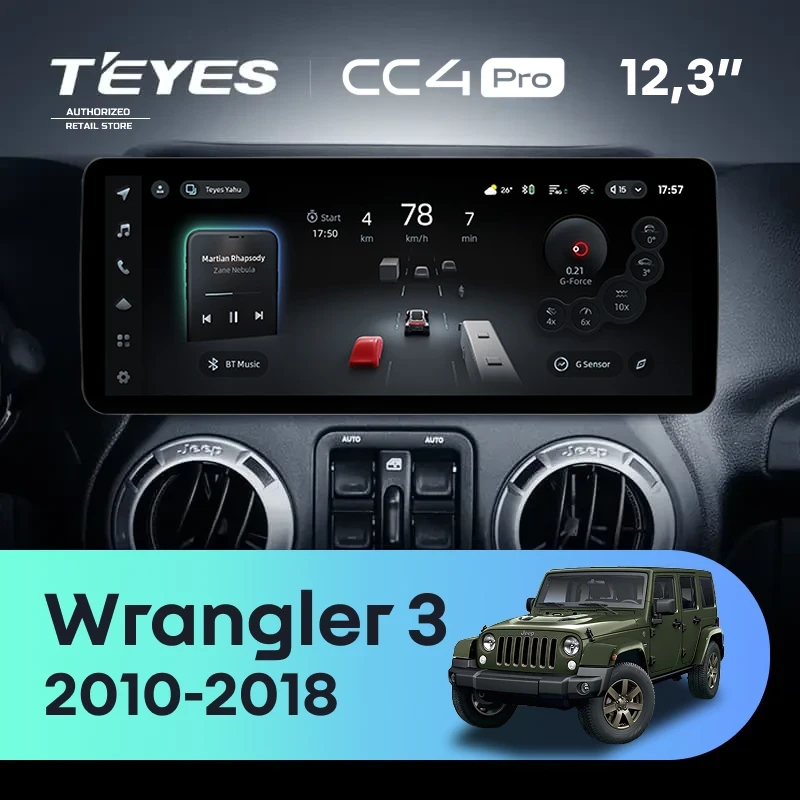 Штатная магнитола Teyes CC4 Pro 12.3" 8/128 Jeep Wrangler 3 JK (2010-2018)
