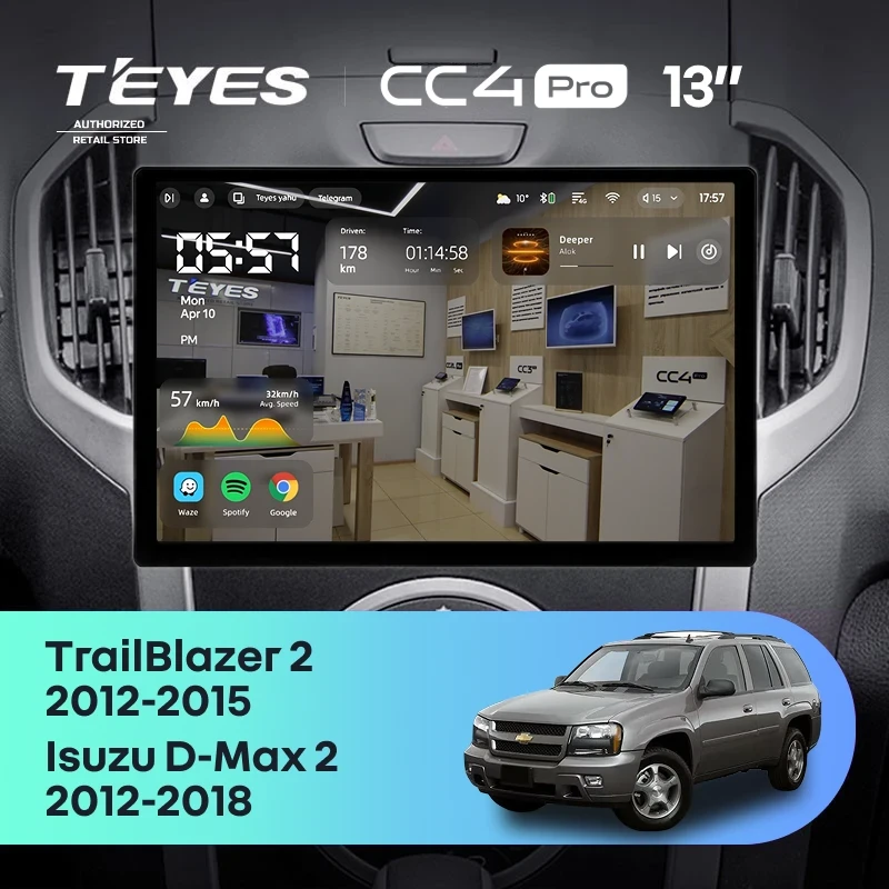 Штатная магнитола Teyes CC4 Pro 12/256 Chevrolet TrailBlazer 2 (2012-2015) (13")