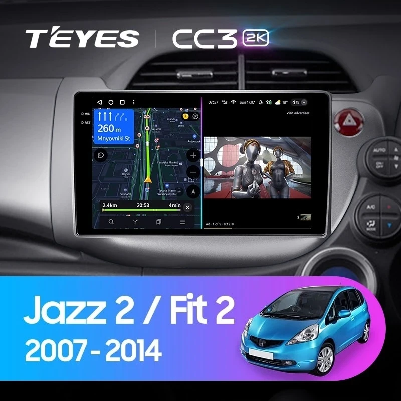 Штатная магнитола Teyes CC3 2K 4/64 Honda Jazz 2 GG (2007-2014) Правый руль