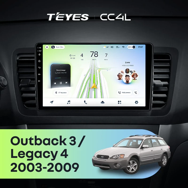 Штатная магнитола Teyes CC4L 4/64 Subaru Outback 3 (2003-2009)