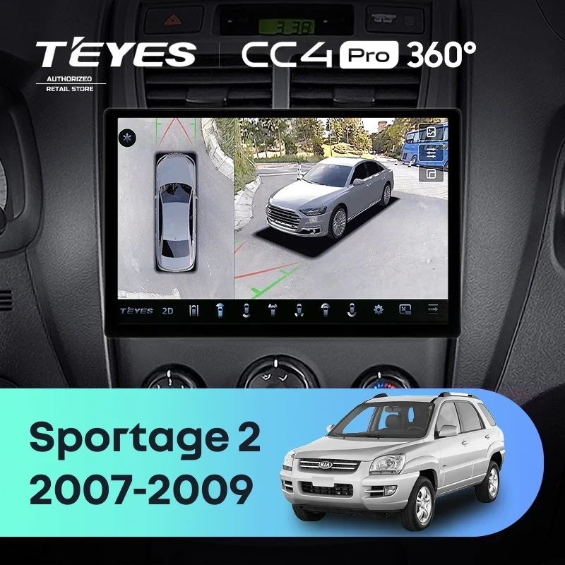 Штатная магнитола Teyes CC4 Pro 360 12/256 Kia Sportage 2 (2007-2009) (11")