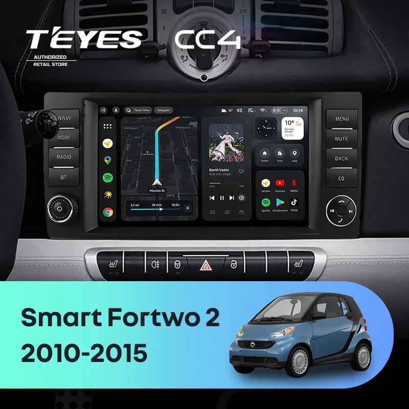 Штатная магнитола Teyes CC4 6/64 Mercedes-Benz Smart Fortwo 2 (2010-2015) F2