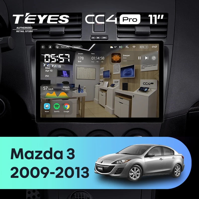 Штатная магнитола Teyes CC4 Pro 8/128 Mazda 3 2 (2009-2013) (11")