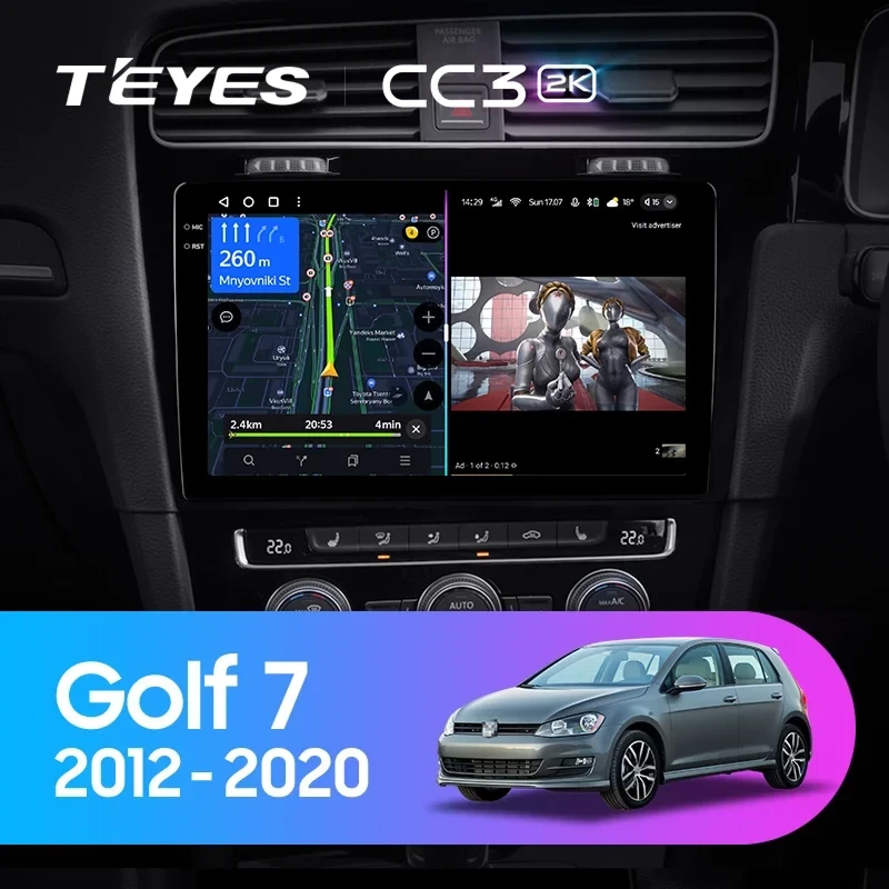 Штатная магнитола Teyes CC3 2K 4/64 Volkswagen Golf 7 MK7 (2012-2020) Правый руль