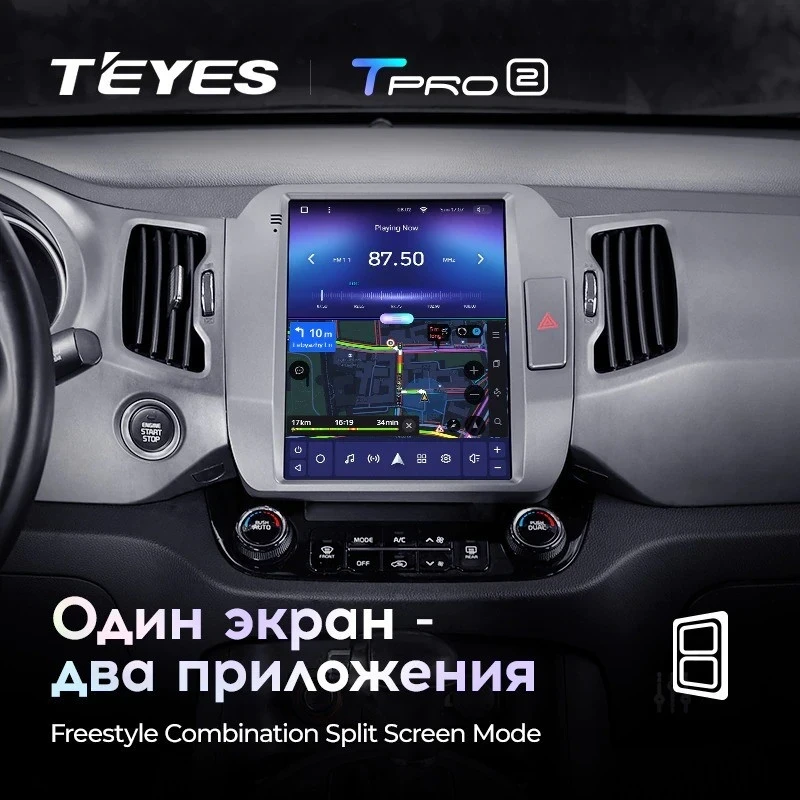 Штатная магнитола Tesla style Teyes TPRO 2 6/128 Kia Sportage 3 SL (2010-2016) Тип-C