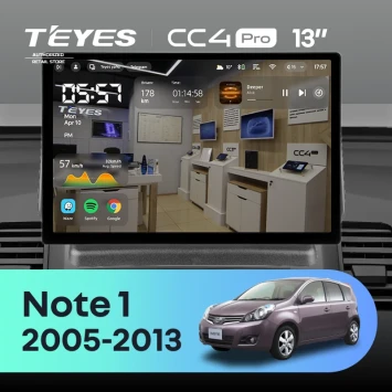 Штатная магнитола Teyes CC4 Pro 8/128 Nissan Note 1 E11 (2005-2013) (0din) (13")