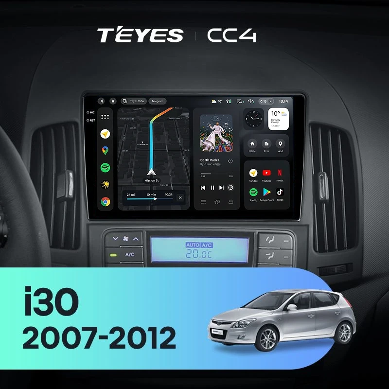 Штатная магнитола Teyes CC4 6/64 Hyundai i30 1 FD (2007-2012) F2