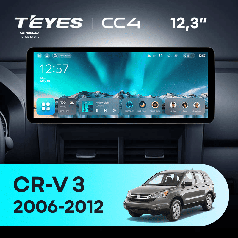 Штатная магнитола Teyes CC4 12.3" 8/128 Honda CR-V 3 RE (2006-2012)