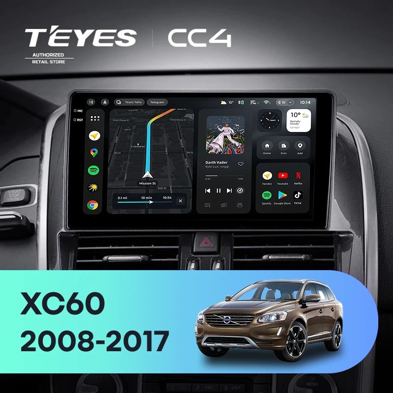 Штатная магнитола Teyes CC4 8/128 Volvo XC60 I 1 (2008-2017) Тип-A