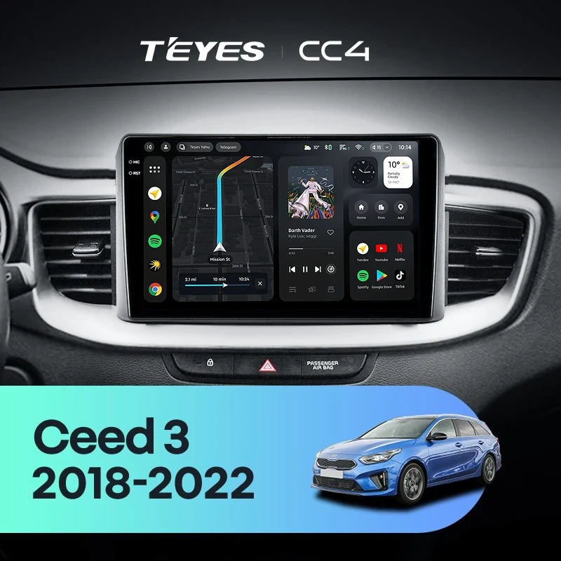 Штатная магнитола Teyes CC4 6/64 Kia Ceed 3 CD (2018-2022)